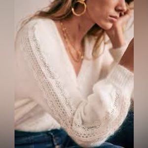 Sezane Valentine Sweater Ecru Ivory Small